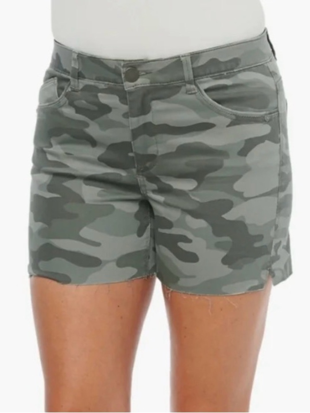Wit & Wisdom Olive Fog "Ab"solution High Rise Raw Hem Shorts - 4 NWT